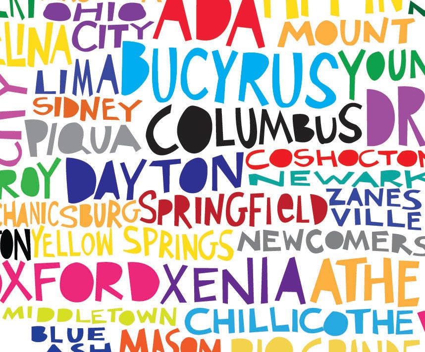 State of Ohio Illustration with Cities