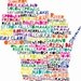 WISCONSIN Digital illustration Print of Wisconsin State with Cities Listed