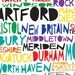 CONNECTICUT State Digital Illustration Print with Hartford New Haven