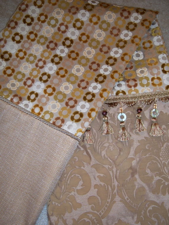 Gold, Green, Taupe, Ivory & Tan Circles Throw Blanket