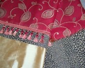 Hot Red & Soft Cream Leopard Throw Blanket