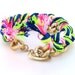Neon Woven Chain Friendship Bracelet with Vintage Gold Tone Chain - OOAK