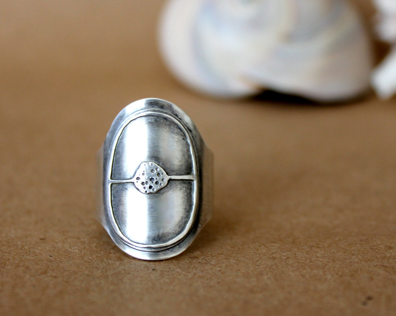 Radiolarian Ring with Moonstone--Sterling Silver, One of a Kind