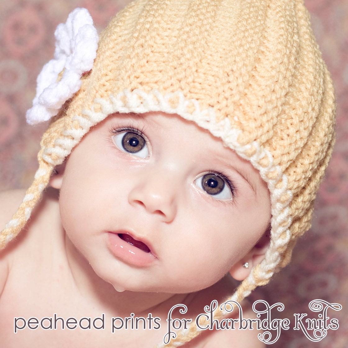 ON SALE Knit Munchkin Elf Fairy Pixie Babies Childrens Hat - Butterscotch - Has Detachable Flower - Baby Photo Prop or Gift