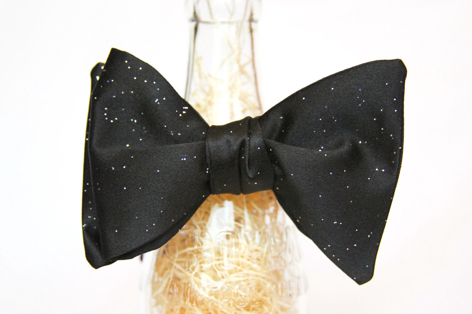 Handmade Harry Potter Inspired Black and Silver Glitter Self Tie Bow Tie