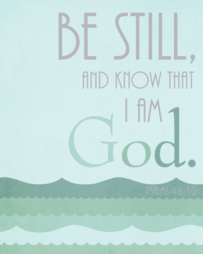 Be Still - 8x10 printable graphic art, turquoise and sage