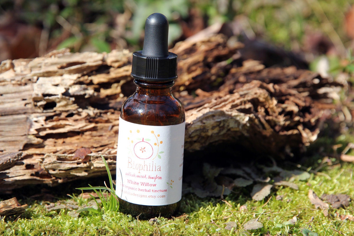 White Willow Tincture - White Willow Bark, Lemon Balm, Skullcap Organic Herbal Tincture Herbs Herbalism
