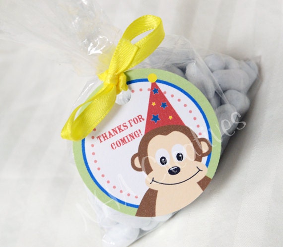 Birthday Monkey Party Favor Tags - DIY Printable Digital File