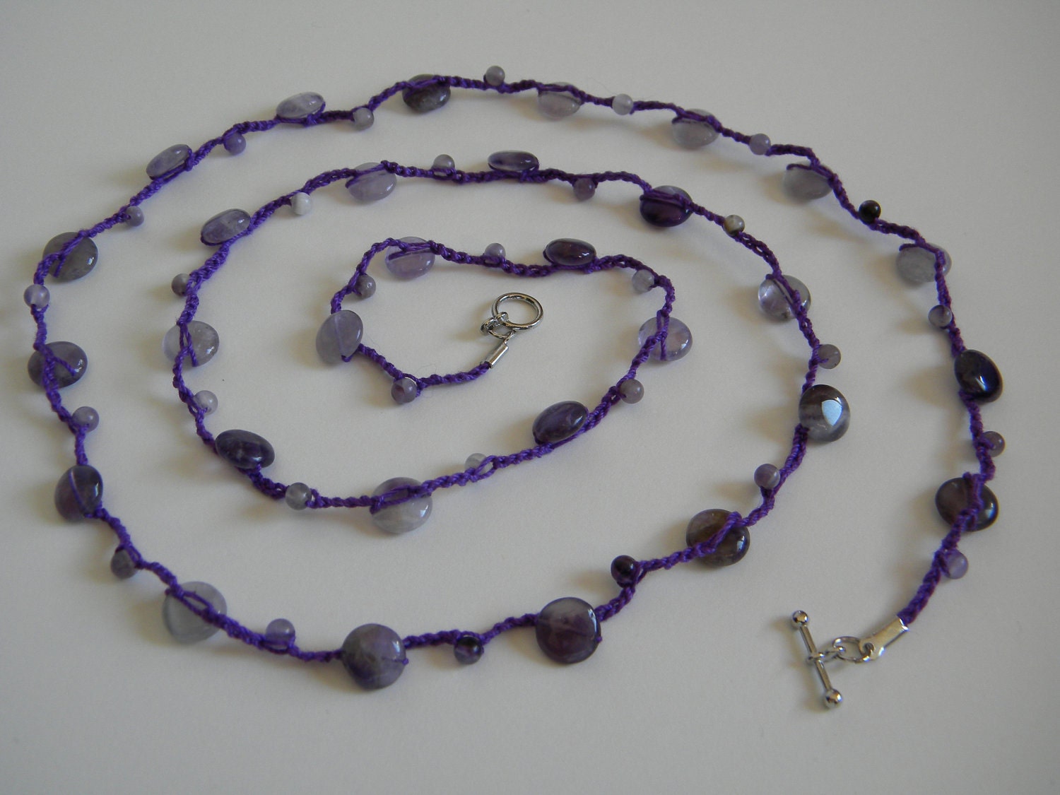 Amethyst (Crown Chakra) - Convertible Wrap Bracelet / Necklace