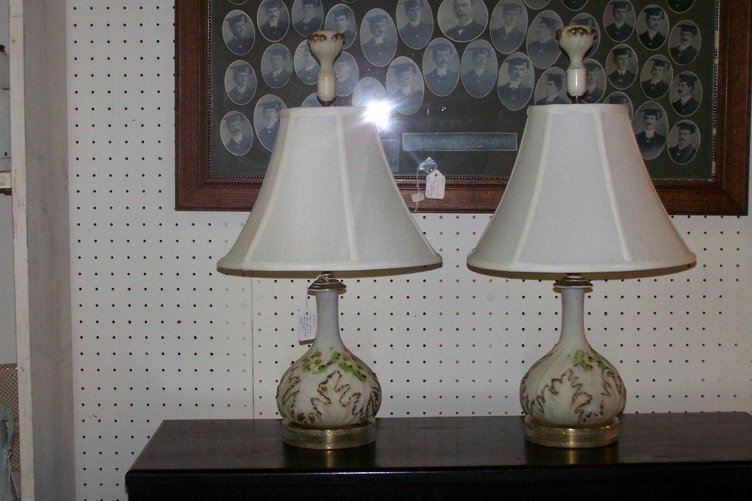 Dresser Lamps Pair Hand Painted