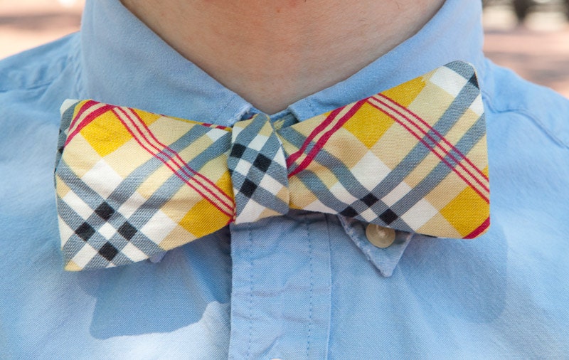 Prepster Plaid Self Tie Bow Tie