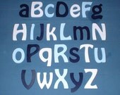 READY TO SHIP Alphabet Letter Set 6" size complete set of Painted wooden wall letters (10.00 shipping) Nursery Child Room Decor