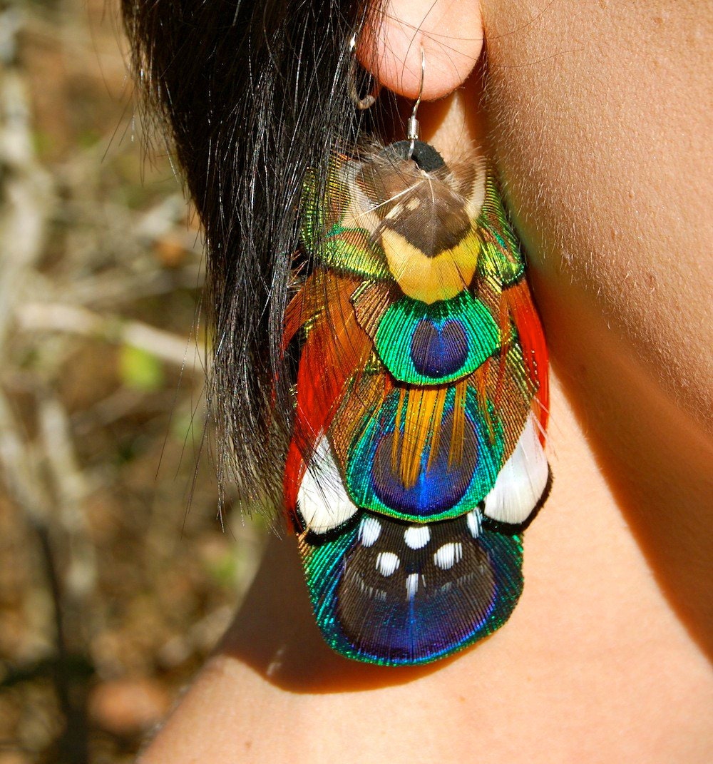 PEACOCK TRANCE Feather Earrings