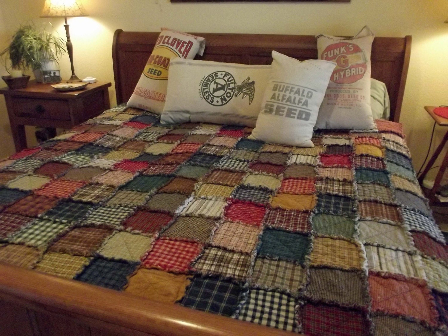 Extra Large Queen Size SCRAPPY RAG QUILT - Ready to Ship with Free Shipping