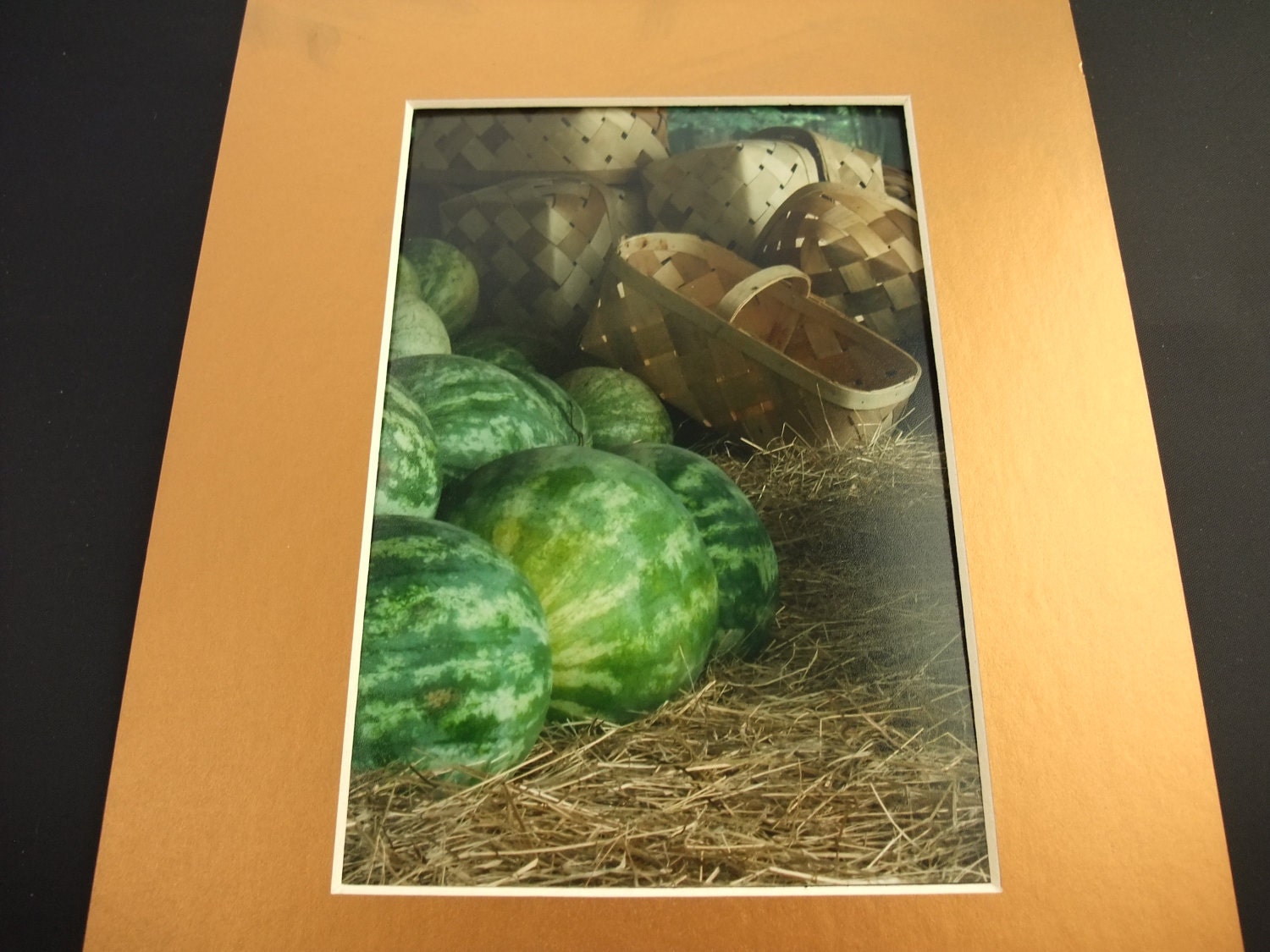 Outdoor Market Watermelon Basket Summer Season Good Times 5 x 7 photo for kitchen, market, advertising