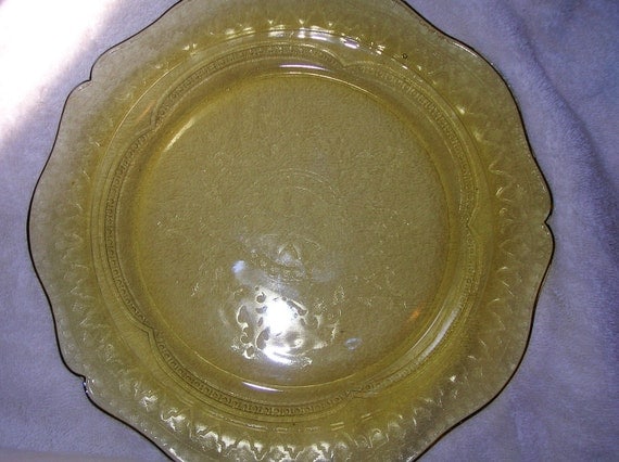 Items similar to Amber Patrician, "Spoke" Depression glass 11 inch