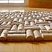 Upcycled wine cork bath mat with weave pattern