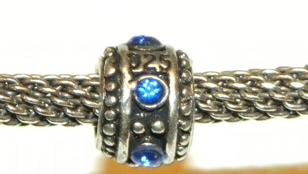 European Style 925 Sterling Silver and Sapphire Blue Swarovski Crystal Charm Bead fits all European Bracelets Large 5mm Hole