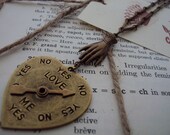 Love O Meter necklace - Heart Spinner and Victorian Hand Necklace on pocket watch style chain