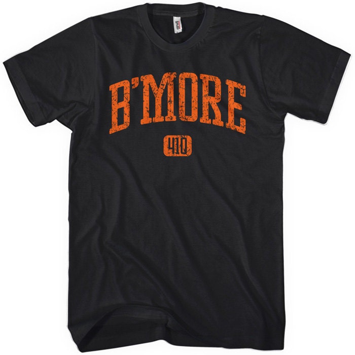B'more 410 Baltimore T-shirt - Distressed - Men S to 4XL and Youth XS to XL - Black, Brown, Gray or White