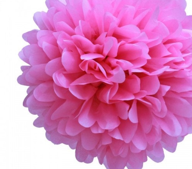 SET of 3 tissue paper pom poms/ pom pom Hot Pink or the color of you choice. Il_170x135