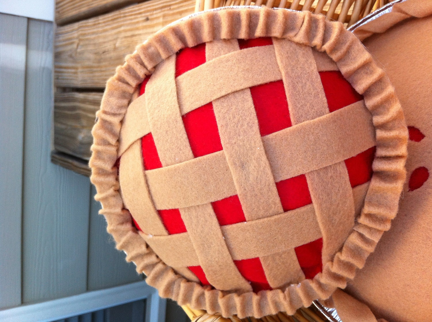 Small felt lattice cherry pie