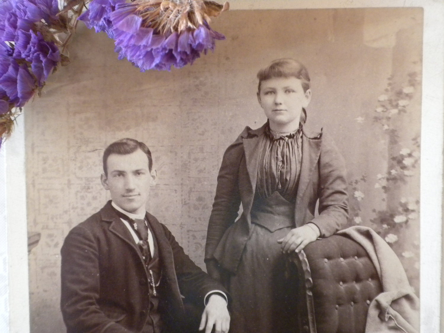 antique photo, cabinet card photo, the engagement, victorian couple