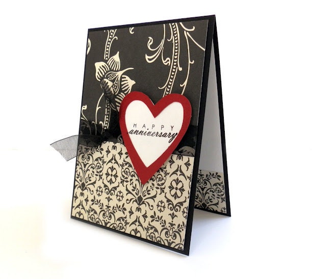 Anniversary Card - 'Happy Anniversary' Handmade Greeting Card