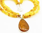 Natural Baltic Amber Triple Strand Statement Necklace - Sterling Silver - Lightweight Necklace - Artisan Jewelry