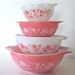Pink Gooseberry Mixing Bowls, Complete Set