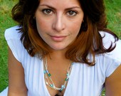 Oceania Sea Glass tone beaded hemp necklace