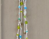 Oceania Sea Glass tone beaded white hemp necklace