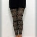 Interesting line pattern cozy and easy elastic lace mesh &cotton gold and black leggings (BARI FASHION)