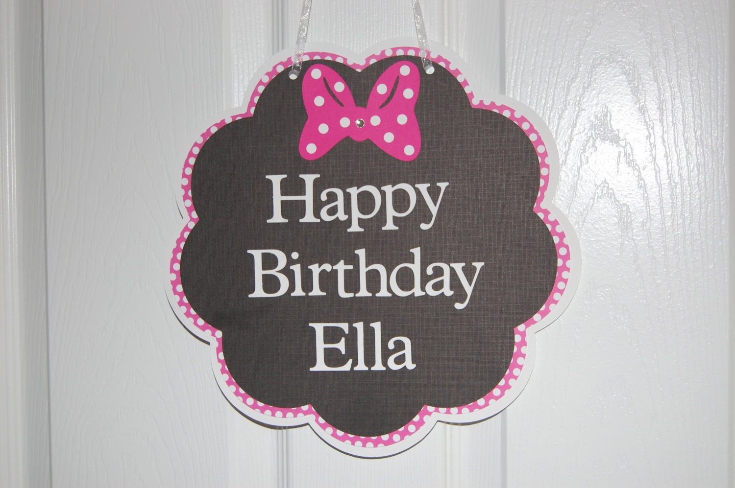 Personalized Minnie Mouse Door Signs- Happy Birthday, Age, or Name in Pink