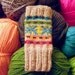 Fair isle multicolored fingerless gloves, 100% merino wool