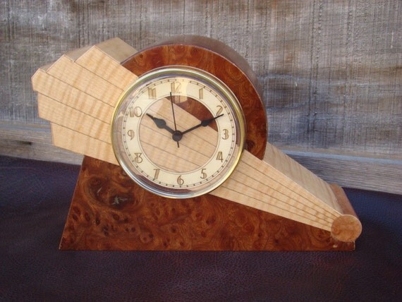 Art Deco mantle clock with unique dial by MWBStudios on Etsy