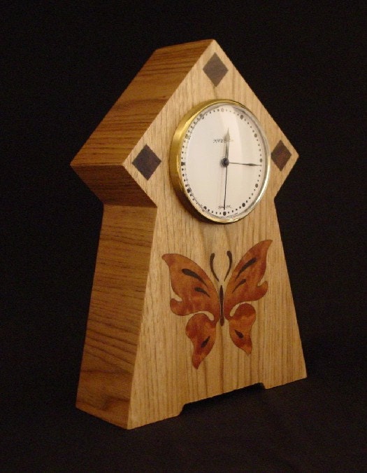 Mantle Clock with Butterfly inlay