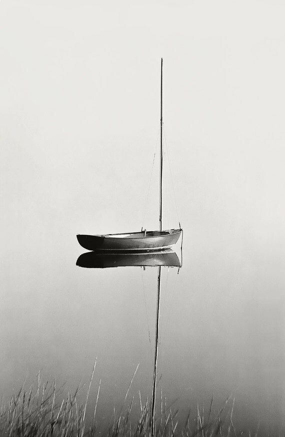 Little Red Boat Early Morning Calm  Original Fine Art Photography Print 5x7