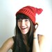 SALE- Red Knitted Hat, Knot Hat for Winter