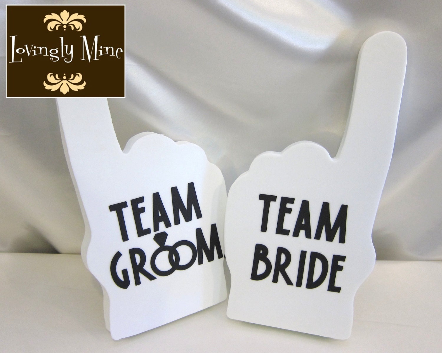 Photobooth Props - Team Bride & Team Groom Foam Fingers