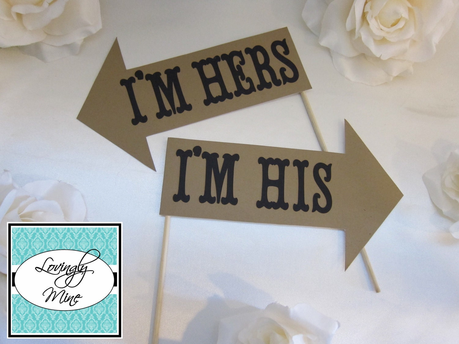 Photobooth Props - I'm His & I'm Hers Arrow Set - Natrual Kraft Brown and Black