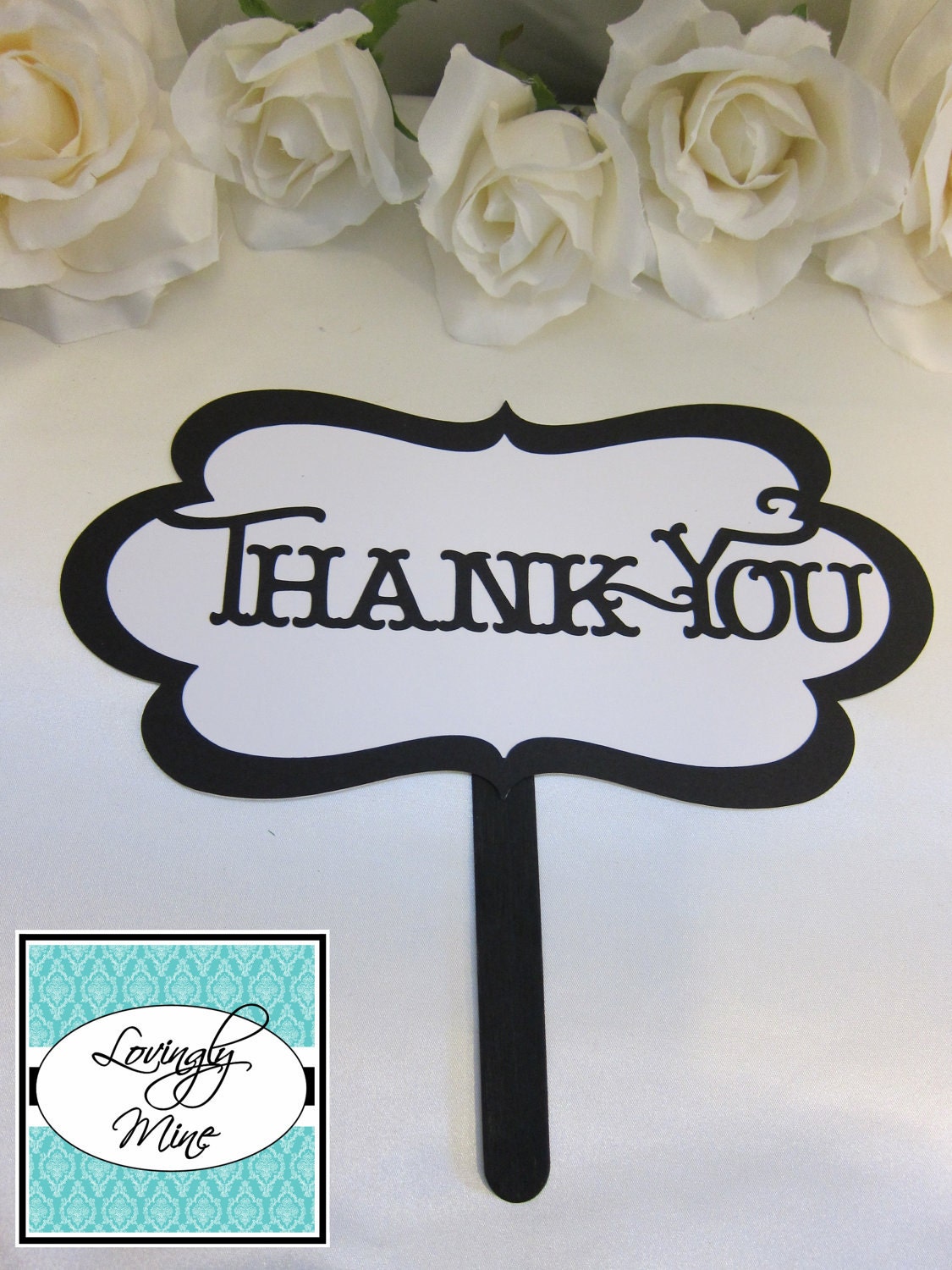 Photo Props - Thank You Sign - Black & White - Shabby Chic/Script - Item 006