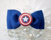 Captain America Shield Superhero Hair Bow (Ribbon)