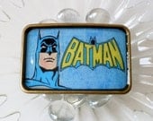 Retro Batman Superhero Belt Buckle (Antiqued Brass)