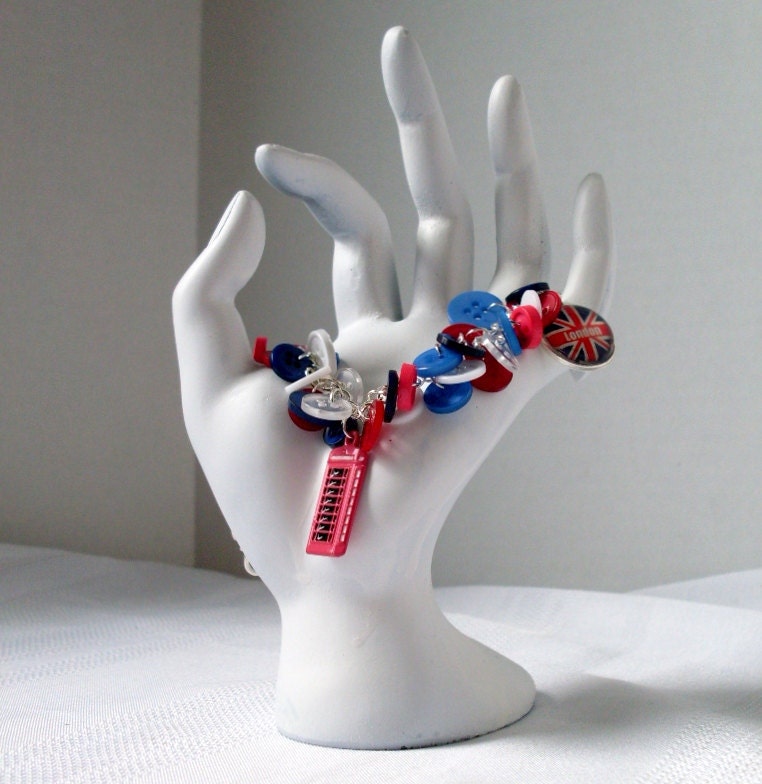 Handmade Button Charm Bracelet-Destination London