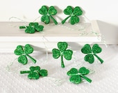 Irish Man Cave Garland Wall Decor Shamrock Clover Party Green Glitter Home Decoration for Pubs and Birthdays or Weddings - 5 feet