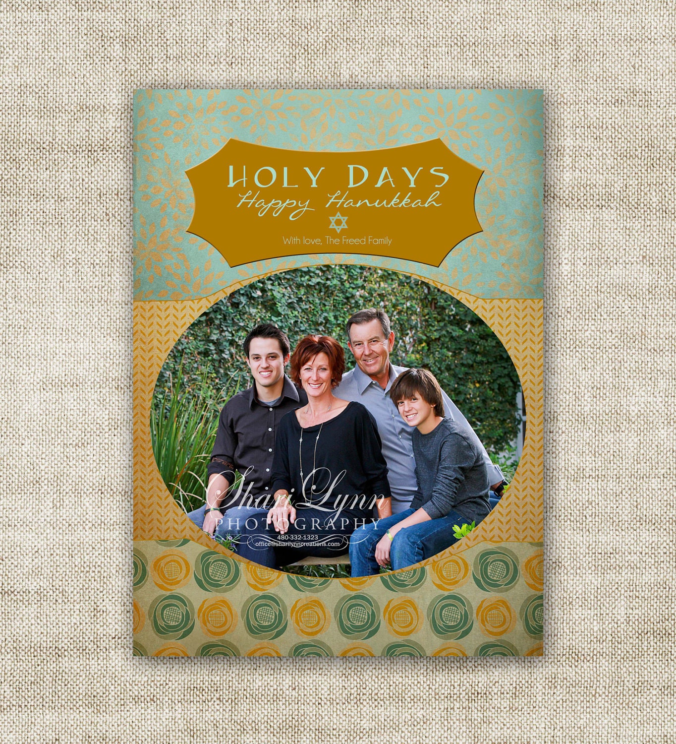 Holy Days Hanukkah Greeting Cards Family Picture Customizable Printable Digital HOLIDAY Greeting