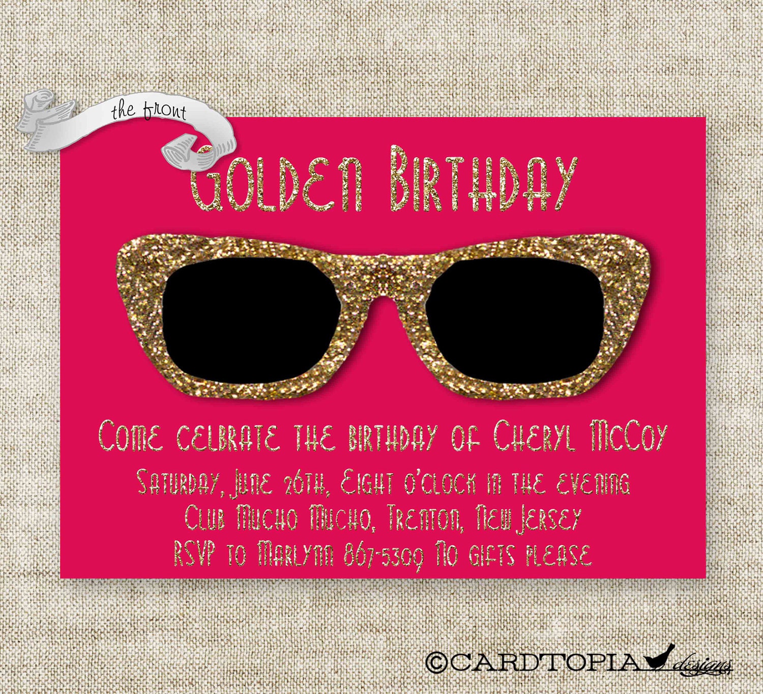 GOLDEN BIRTHDAY PARTY Invitations for Adult Woman or Girl Printable Custom Cards Party Invitations - 101191682