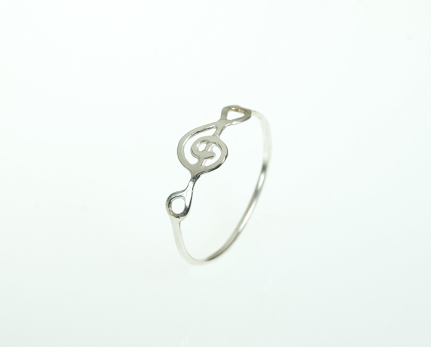 Treble Clef Ring - Sterling Silver Treble Clef Ring - Music Note Ring