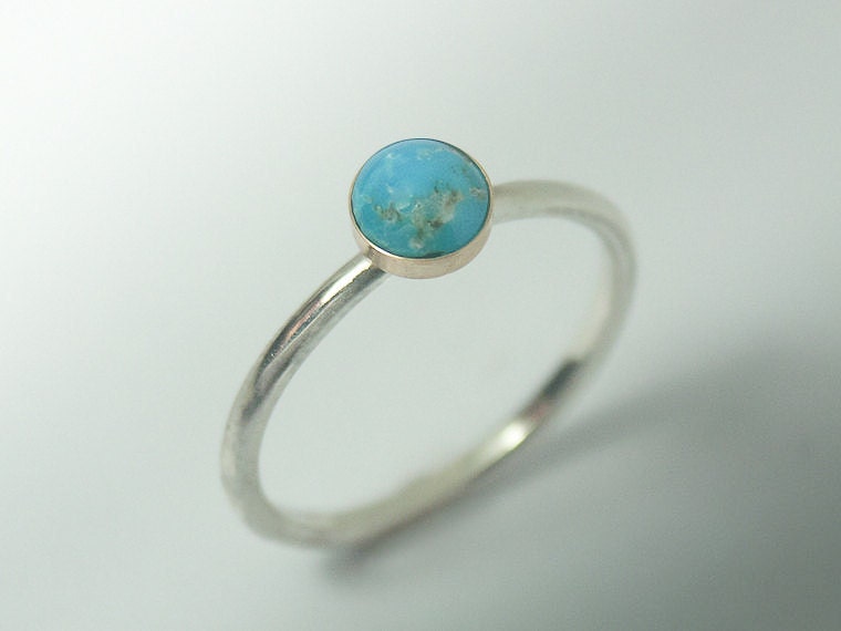 Persian Turquoise ring - Stackable Sterling Silver Persian Turquoise ring